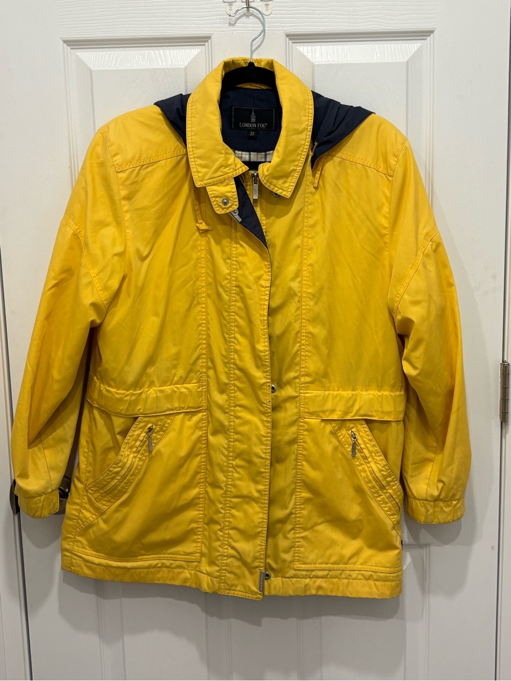 London Fog Yellow Hooded Lightweight Rain Jacket #1312